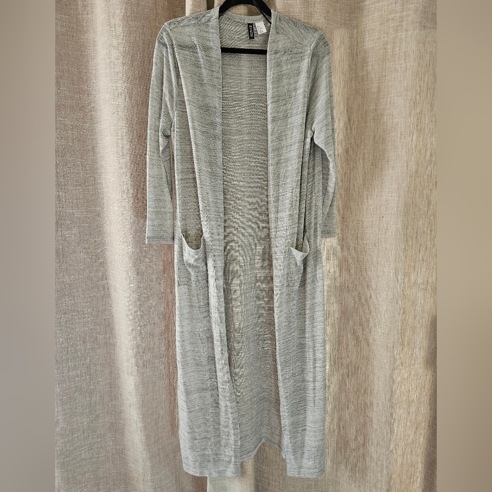 Divided H&M Sheer Grey Duster Cardigan Medium